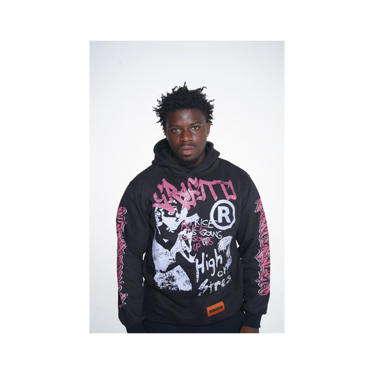High On Stress Hoodie-Black