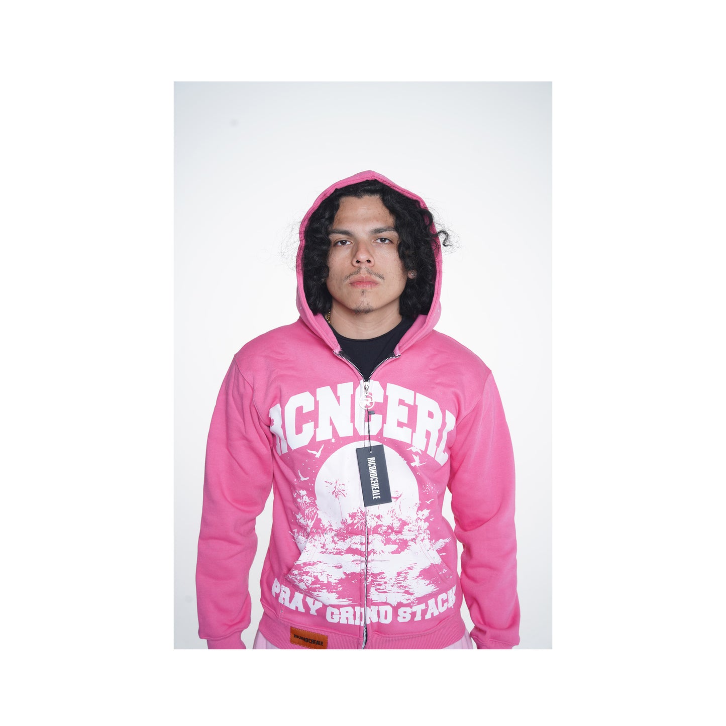 P!NK RHINESTONE PRAY.GRIND.STACK HOODIE