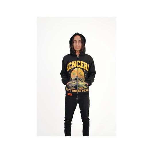 Pray.Grind.Stack. Rhinestone Hoodie Black - 400 GSM Heavyweight